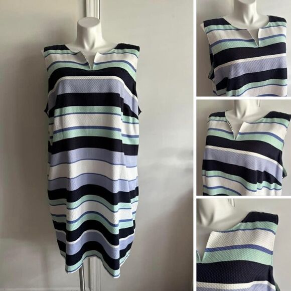 Blue Striped Dress, Talbots, Size 24 - Picture 1 of 8